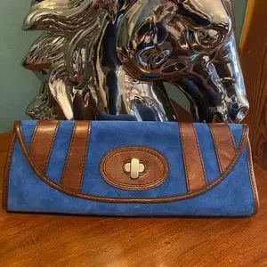 Cobalt blue suede clutch bag sale